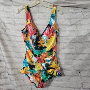 Maxine Of Hollywood Vibrant Floral One-Piece Swimsuit Nwot